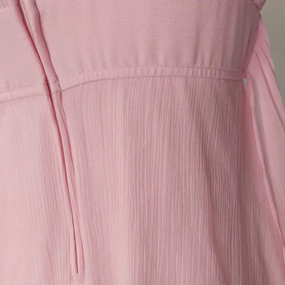 Vintage Y2K Pink Fairy Dress Size M Sleeveless Milkmaid Tie Back Fairycore 2000s